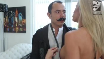Slutty wife gives a blowjob in glasses